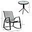 Outsunny 3 Pieces Outdoor Rocking Chairs Set with Tempered Glass Table for Garden