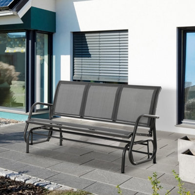 Outsunny 3-Seat Glider Rocking Chair for 3 People Garden Bench Grey