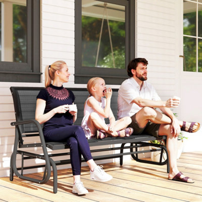 Outsunny 3-Seat Glider Rocking Chair for 3 People Garden Bench Grey