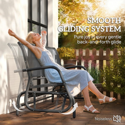 Outsunny 3-Seat Glider Rocking Chair for 3 People Garden Bench Grey