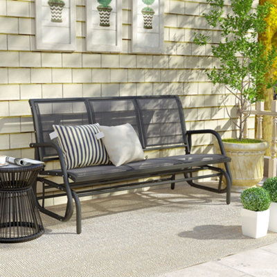Outsunny 3-Seat Glider Rocking Chair for 3 People Garden Bench Grey