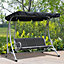 Outsunny 3 Seat Metal Fabric Backyard Balcony Patio Swing Chair  Canopy Top