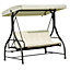 Outsunny 3 Seater Canopy Swing Chair Porch Hammock Bed Rocking Bench Cream White