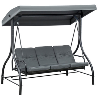 Outsunny 3 Seater Canopy Swing Chair Porch Hammock Bed Rocking Bench ...