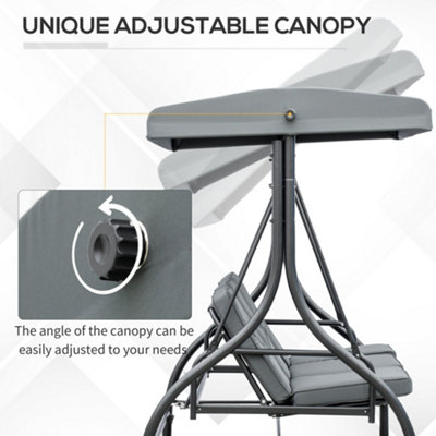Outsunny 3 Seater Canopy Swing Chair Porch Hammock Bed Rocking Bench ...