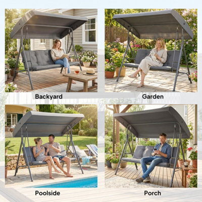 Outsunny 3 Seater Garden Swing Chair, Patio Rocking Bench with Steel Frame
