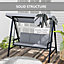 Outsunny 3 Seater Garden Swing Chair with Adjustable Canopy and Cushions, Grey