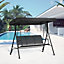 Outsunny 3 Seater Garden Swing Patio Hammock w/ Canopy for Outdoor Black