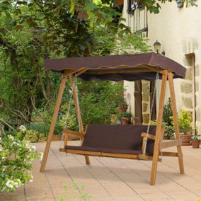 Outsunny 3 Seater Outdoor Garden Swing Chair W/ Canopy Removable Cushion Patio
