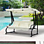 Outsunny 3 Seater Swing Chair for Outdoor withAdjustable Canopy, Cream White
