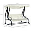 Outsunny 3 Seater Swing Chair for Outdoor withAdjustable Canopy, Cream White