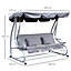 Outsunny 3 Seater Swing Chair for Outdoor withAdjustable Canopy, Grey