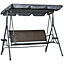 Outsunny 3 Seater Swing Chair, Garden Swing Seat Bench with Adjustable Canopy, Rattan Seat, and Steel Frame for Patio, Yard