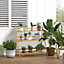 Outsunny 3-Tier Folding Bamboo Plant Stand Display Rack for Indoor & Outdoor