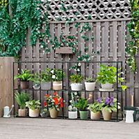 Outsunny 3 Tier Metal Plant Stand, Flower Pot Display Shelf, No Tools Required