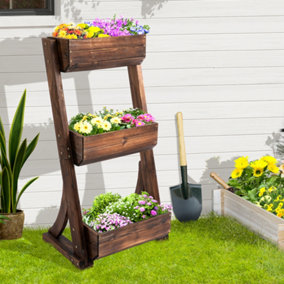Outsunny 3-Tier Raised Garden Bed Freestanding Vertical Wooden Flower Rack