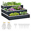 Outsunny 3 Tier Raised Garden Bed, Metal Elevated Planer Box, Easy Assembly