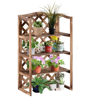 Outsunny 3-Tier Wooden Flower Stand Plant Holder Shelf Display Rack