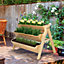 Outsunny 3 Tier Wooden Garden Raised Bed Plant with Clapboard and Hooks