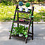 Outsunny 3-Tier Wooden  Shelf Foldable Flower Pots Holder Stand Indoor Outdoor