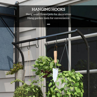 Outsunny 3 Tiered Plant Rack Stand with Hanging Hooks for Indoor ...