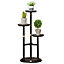 Outsunny 3 Tiered Plant Stand, Corner Plant Rack, Flower Pot Holder, Bamboo Storage Organizer for Indoor, Outdoor,Dark Walnut