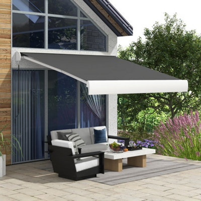 Outsunny 3 x 2.5m Electric Retractable Awning Sun Canopies for Door ...