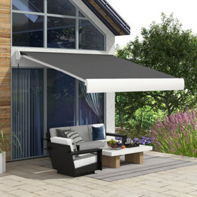 Outsunny 3 x 2.5m Electric Retractable Awning Sun Canopies for Door Window