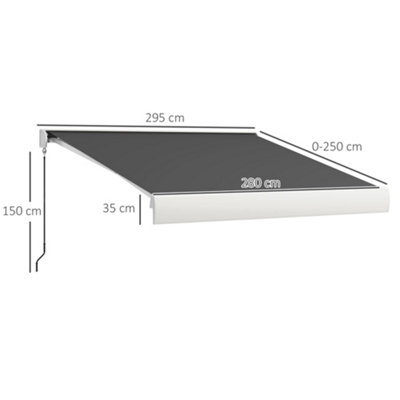 Outsunny 3 x 2.5m Electric Retractable Awning Sun Canopies for Door Window