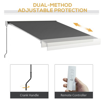 Outsunny 3 x 2.5m Electric Retractable Awning Sun Canopies for Door Window