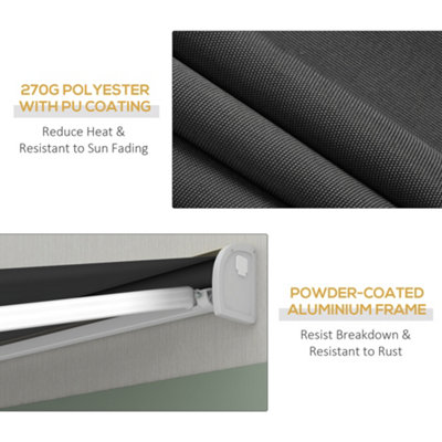 Outsunny 3 x 2.5m Electric Retractable Awning Sun Canopies for Door Window