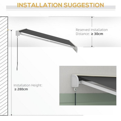Outsunny 3 x 2.5m Electric Retractable Awning Sun Canopies for Door Window