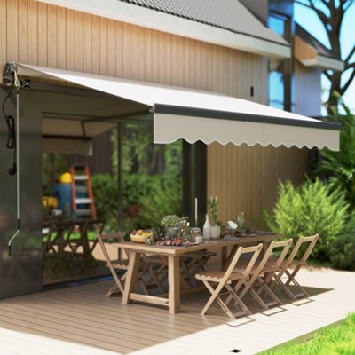 Outsunny 3 x 2.5m Electric Retractable Awning w/ Aluminium Frame Beige