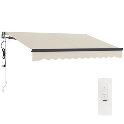 Outsunny 3 x 2.5m Electric Retractable Awning w/ Aluminium Frame Beige