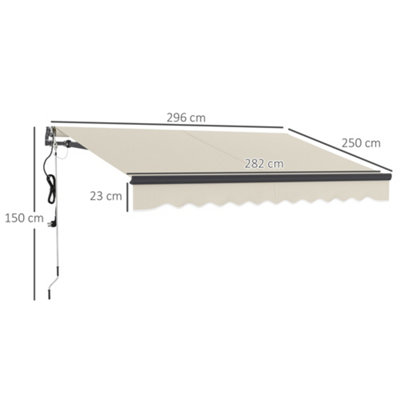 Outsunny 3 x 2.5m Electric Retractable Awning w/ Aluminium Frame Beige