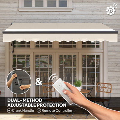 Outsunny 3 x 2.5m Electric Retractable Awning w/ Aluminium Frame Beige