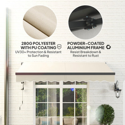 Outsunny 3 x 2.5m Electric Retractable Awning w/ Aluminium Frame Beige