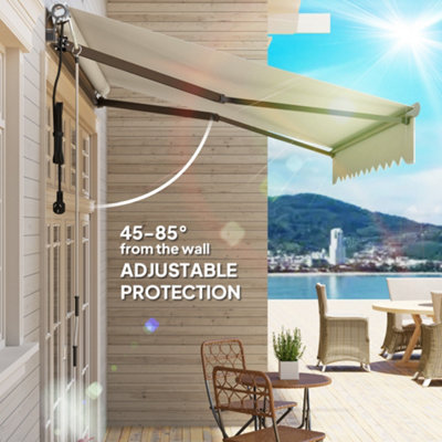 Outsunny 3 x 2.5m Electric Retractable Awning w/ Aluminium Frame Beige