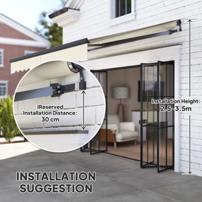 Outsunny 3 x 2.5m Electric Retractable Awning w/ Aluminium Frame Beige