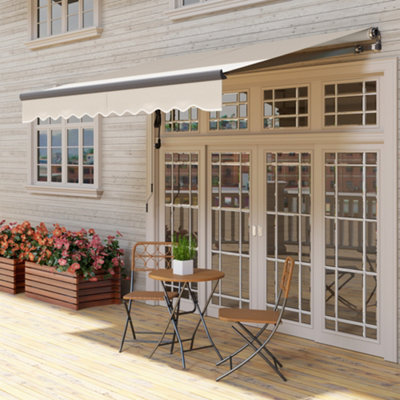Outsunny 3 x 2.5m Electric Retractable Awning w/ Aluminium Frame Beige