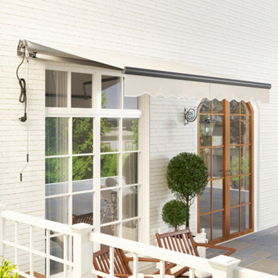 Outsunny 3 x 2.5m Electric Retractable Awning w/ Aluminium Frame Beige