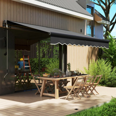 Outsunny 3 x 2.5m Electric Retractable Awning w/ Aluminium Frame Dark Grey