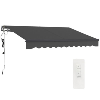 Outsunny 3 x 2.5m Electric Retractable Awning w/ Aluminium Frame Dark Grey
