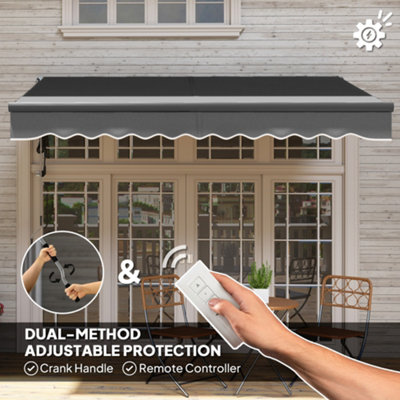 Outsunny 3 x 2.5m Electric Retractable Awning w/ Aluminium Frame Dark Grey