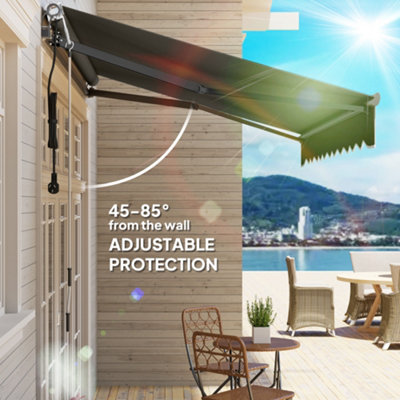 Outsunny 3 x 2.5m Electric Retractable Awning w/ Aluminium Frame Dark Grey