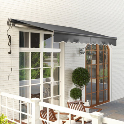 Outsunny 3 x 2.5m Electric Retractable Awning w/ Aluminium Frame Dark Grey