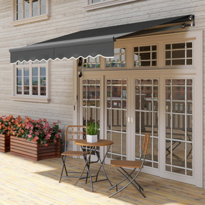 Outsunny 3 x 2.5m Electric Retractable Awning w/ Aluminium Frame Dark Grey