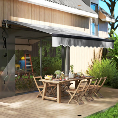 Outsunny 3 x 2.5m Electric Retractable Awning w/ Aluminium Frame Light Grey