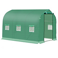 Outsunny 3 x 2 M Walk in Polytunnel Greenhouse Galvanised Steel w/ Zipped Door