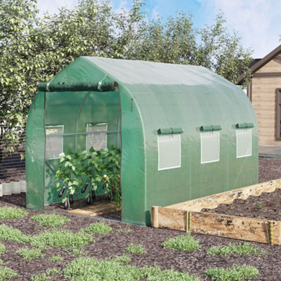 Outsunny 3 x 2 M Walk in Polytunnel Greenhouse Galvanised Steel  Zipped Door